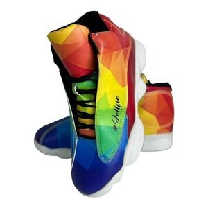 LGBT Multi-coloured Retro Sneakers Unisex Size 13 trainers #streetwear